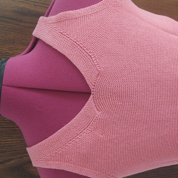 Loft Double V Neck Button Front Cotton Knit Tank Top Coral S - Picture 3 of 9